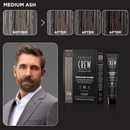 American Crew Men's Temporary Hair Color, Temporary Hair Dye, Natural Gray Coverage, Medium Ash, 1.35 Fl Oz