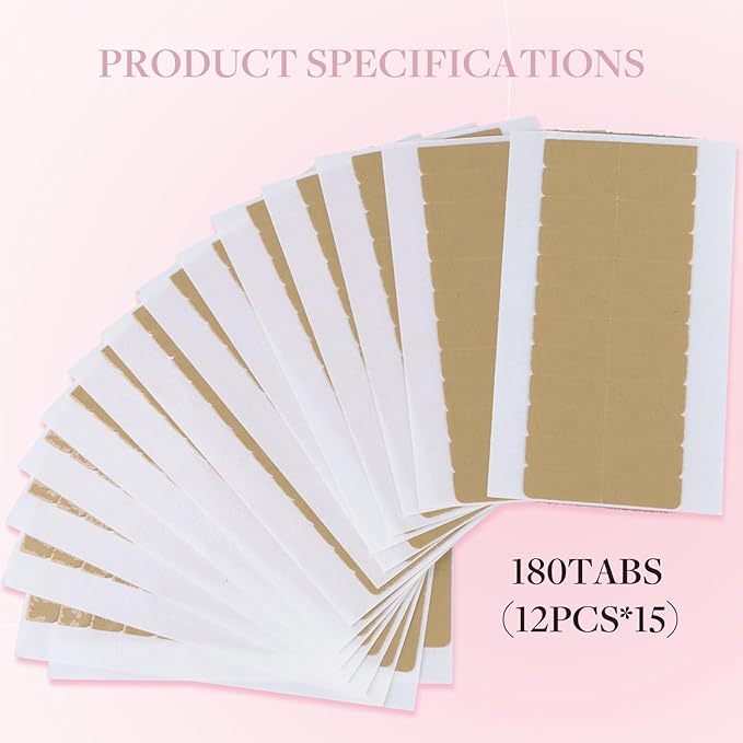 MAXITA No-Residue Replacement Tape for Hair Extensions - 180 Double Sided Tabs, 1.6 * 0.3 inch