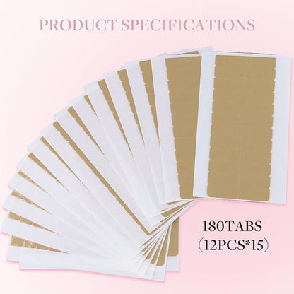 MAXITA No-Residue Replacement Tape for Hair Extensions - 180 Double Sided Tabs, 1.6 * 0.3 inch