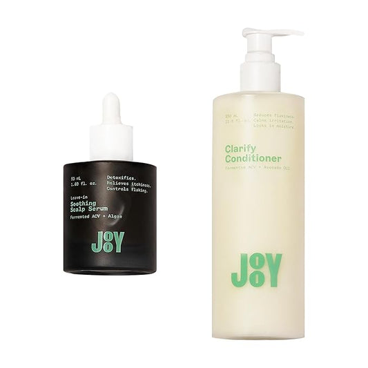 JooY Soothing Scalp Serum + Clarify Conditioner Duo | Itchy Scalp Relief & Lightweight Hydration | Fermented Superfoods, Niacinamide, Apple Cider Vinegar & Tea Tree for Comfort & Manageability