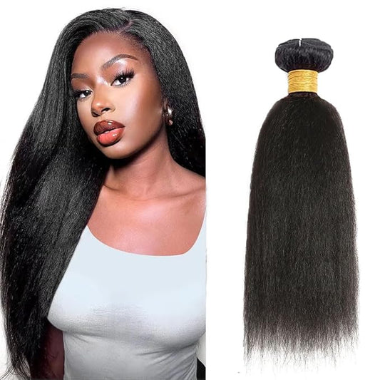 Yaki Straight Bundles Grade 8A Single Bundle 20 Inch Natural Black Kinky Straight Human Hair Bundles Color 1B Kinky Straight Bundles