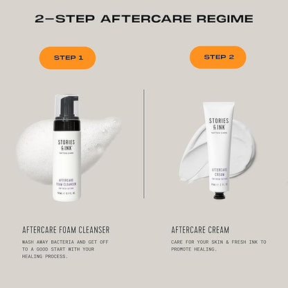 Stories & Ink Tattoo Care | AFTERCARE DUO REGIMEN | Healing Routine for Fresh Tattoos (Aftercare Cream + Aftercare Foam Cleanser), Soothes & Repairs Fresh Tattoos, Fragrance-free