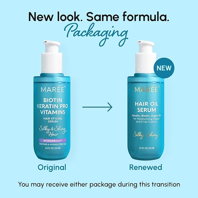 MAREE Hair Oil for Frizzy Hair with Keratin, Biotin & Vitamins - Hair Serum for Frizzy and Damaged Hair - Frizz Control Hair Care Products for Women - Aceites Para el Cabello - Keratin Hair Treatment