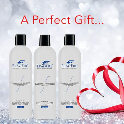 Fragrance Free Conditioner 12 oz (3-Pack Gift Set) - Parabens Free Hypoallergenic - Hair Conditioner for Sensitive Skin - Deep Conditioning for Normal Treated and Fragile Hairs - Vegan GF/CF