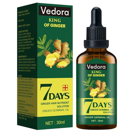 Vedora Ginger Oil for Hair Growth - Biotin Hair Growth Serum, 100% Pure Natural Ginger Essential Oil - Promotes Stronger, Thicker, Longer Hair in Women & Men - 1.05 Fl Oz / 30ML (1PC)