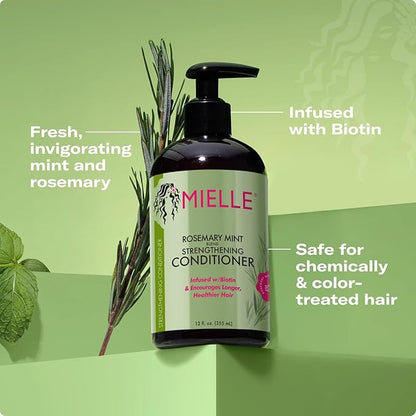 Mielle Organics Rosemary Mint Strengthening Hair Conditioner - Detangling & Hydrating Conditioner to Help Increase Manageability - Infused with Biotin to Support Longer, Healthier Strands (12 oz)