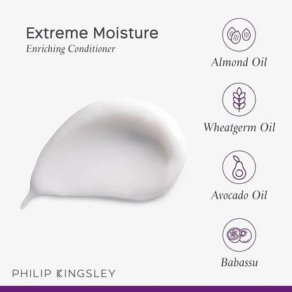PHILIP KINGSLEY | Moisture Extreme Enriching Conditioner | For Curly, Dry, Damaged Hair | Moisturizes, Hydrates and Adds Shine| Detangles and Controls Frizz, Adds Shine | 6.76oz