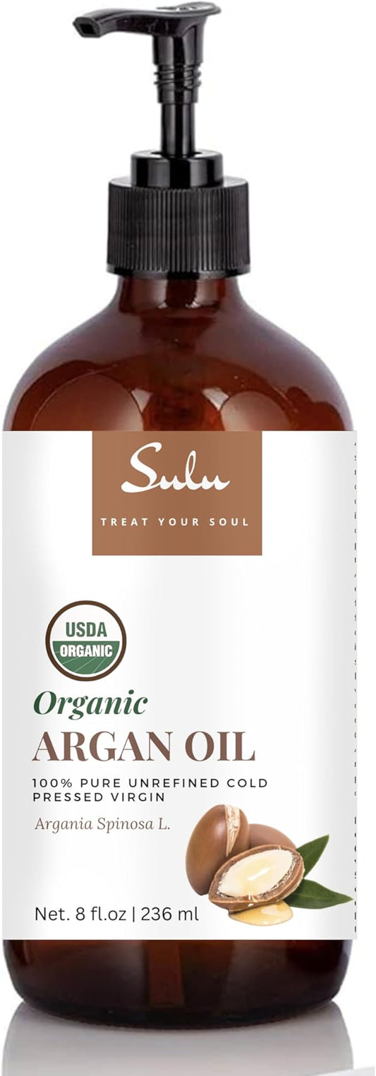 100% Pure Organic Cold Pressed Unrefined Virgin Moroccan Argan Oil (8 oz)- from Agadir, Morocco-Skin Care-Hair Care
