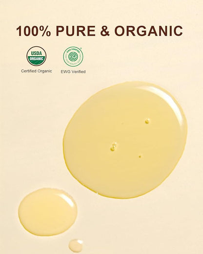 Yoken USDA Organic Jojoba Oil Cold Pressed 8 fl oz, 100% Pure & Natural Unrefined Jojoba Oil for Face Hair & Skin Massage, Hexane Free, Deeply Moisturizing Body Carrier oils Multi-Purpose Serum
