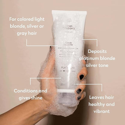 FOUR REASONS Color Depositing Shampoo for Color Treated Hair - Platinum Blonde/Grey, Sulfate Free Grey Hair Toner, , 8.45 Fl Oz