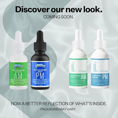 Peptide & Stem Cell Hair Growth Serum, AM & PM Bundle – Formula with Apple Stem Cells for Thicker, Stronger Hair – Stem Cell Scalp Serum for Hair Growth and Nourishment for Men & Women