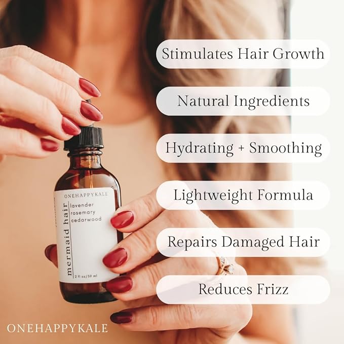 Mermaid Hair Growth & Repair Oil – Scalp Treatment for Thinning Strands, Boosts Regrowth & Restores Strength with Rosemary Oil – Lightweight Nourishing Formula All Hair Type, 2oz