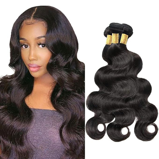 Body Wave Bundles Natural Black Human Hair Bundles Brazilian 8A Virgin Hair Extensions 22 24 26 Inch Natural Color Body Wave Hair Weave