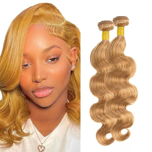 #27 Honey Blonde Bundles Body Wave Human Hair Bundles 32 34 Inch Unprocessed Brazilian Virgin Hair Weave 2 Bundles Blonde Body Wave Human Hair Extensions