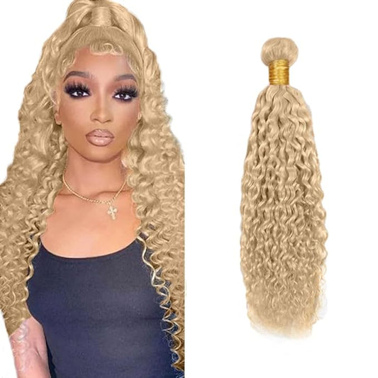 #22 Blonde Bundles Human Hair Water Wave Bundles 14 Inch Human Hair Weave 1 Bundle Unprocessed Brazilian Virgin Hair Ash Blonde Water Wave Human Hair Extensions 50 Grams/Bundle