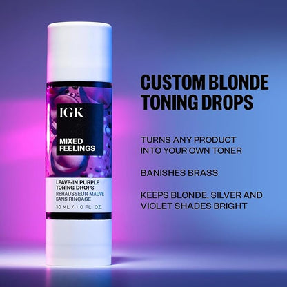 IGK Mistress Hydrating Hair Balm + Mixed Feelings Leave-In Blonde Toning Drops | Tone Brassy Hair, Nourish, + Fight Frizz | 5 oz + 1 oz