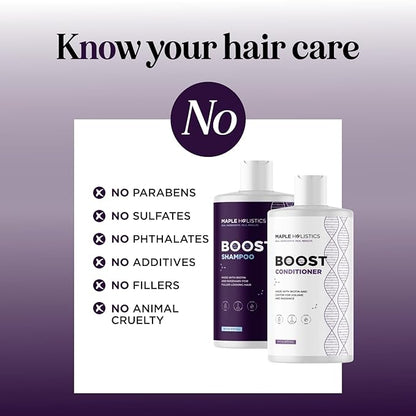 Advanced Biotin Shampoo and Conditioner Set - Sulfate and Paraben Free Shampoo and Conditioner for Thinning Hair with Rice Water Black Castor Caffeine Collagen and Rosemary Essential Oil (16 Fl Oz)