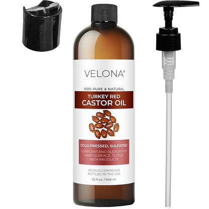 velona Castor Oil Turkey Red 32 fl oz | 100% Pure and Natural Carrier Oil | Cold Pressed | Hair, Body and Skin Care | Use Today - Enjoy Results