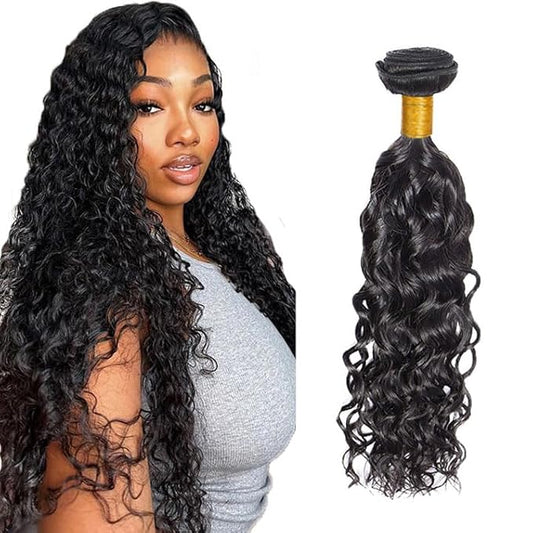 34 Inch Natural Color Water Wave Bundles Color 1B Bundles Human Hair Niegmeag Brazilian 8A Virgin Remy Hair Extensions Natural Black Wet and Wavy Bundle