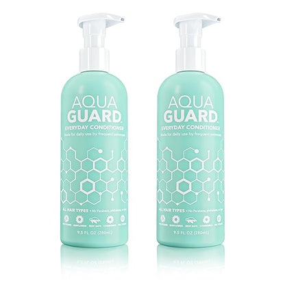 AQUA GUARD Everyday Conditioner for Pool Moms and Swimmers | Softens Hair & Removes Chlorine Damage | Paraben and Gluten Free, Vegan, Color Safe, Leaping Bunny Certified, 9.5 oz (2-Pack)