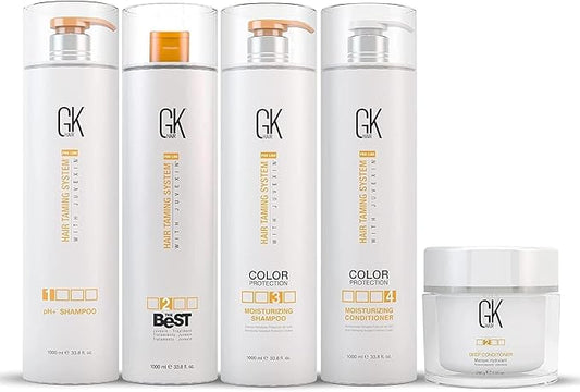 GK HAIR Global Keratin The Best Kit (33.8 Fl Oz/1000ml) Smoothing Keratin Hair Treatment Professional Brazilian Complex Blowout Straightening For Silky Smooth & Frizz Free Hair