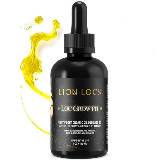 Lion Hair Growth Oil and Scalp Relaxer | Light Styling for Dreadlocks, Braidlocks, Braids, Faux Locs, Crochet Locs, Boho Locs, or Sisterlocks (4oz)