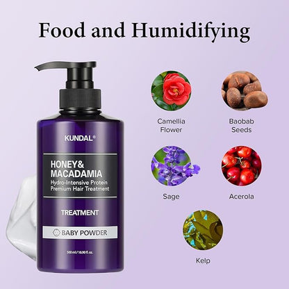 KUNDAL Honey & Macadamia Natural Conditioner Korean Hair Care Damage Repair, Deep Hydration, Long Lasting Fragrance, with Honey, Argan Oil, Macadamia Oil 16.9fl oz (Pack of 2) (Cherry Blossom)