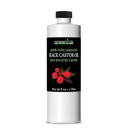 GreenIVe Jamaican Black Castor Oil JBCO Organically Grown 100% Pure Great For Hair and Topical Uses (16 Ounce)