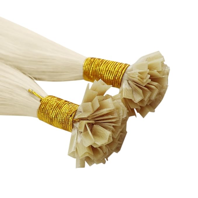 YoungSee Ktips Hair Extensions Human Hair Blonde K Tip Extensions Real Human Hair Platinum Blonde Ktip Human Hair Extensions for Women 18Inch U Tip Extensions Human Hair 50G 50S