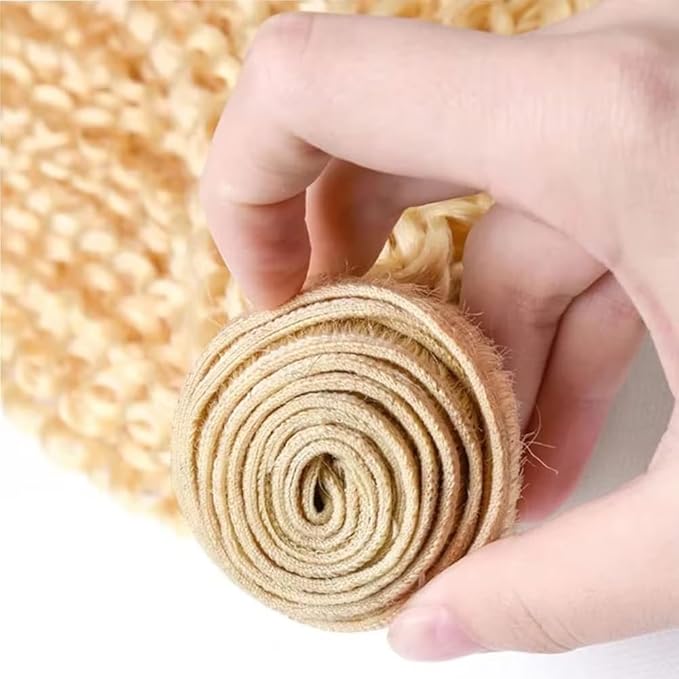 #613 Blonde Human Braiding Hair Deep Wave Bulk 16 16 16 Inch Human Hair Weave 3 Bundle Unprocessed Brazilian Virgin Hair Honey Blonde Deep Curly Braiding Hair Extensions 50 Grams/Bundle