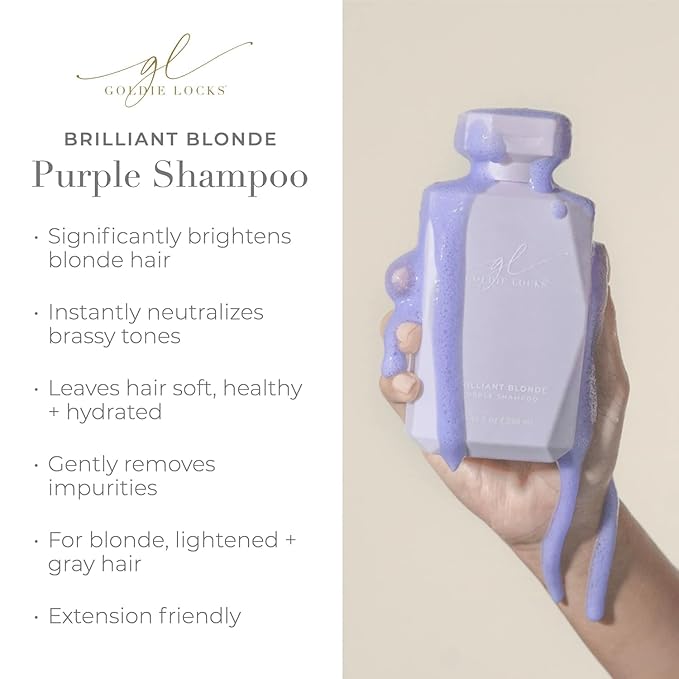 Goldie Locks Purple Shampoo & Hydrating Conditioner Set - Neutralizes Brass, Restores Hydration - Sulfate-Free, Paraben-Free, Protein-Free - Color & Extension Safe - 2 x 8.45 fl oz(Packaging May Vary)