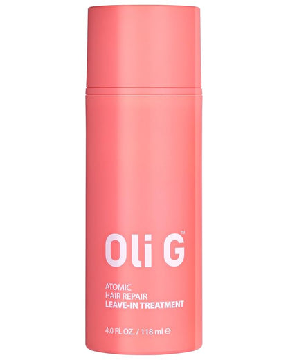 Oli G Atomic Hair Repair Leave In Treatment for Women – Anti Frizz Hair Treatment Cream with Oligopeptides & Botanical Proteins – Conditioning, Moisture & Strengthening Formula - All Hair Types - 4oz