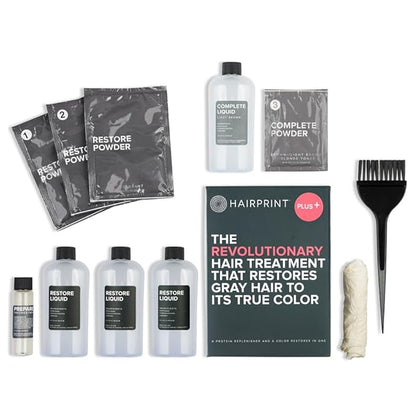 Hairprint True Color Restorer Plus in Brown | Enhanced Gray Coverage with Extra Restore Application | Dye-Free and Non-Toxic | Replenishes Natural Pigment | Patented Technology by Dr. John Warner
