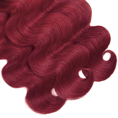 Ombre Human Hair Bundles Burgundy Body Wave Bundles Niegmeag Peruvian Grade 8A Virgin Remy Hair Extensions 12 14 16 Inch 2 Tone Black and Red Bundle