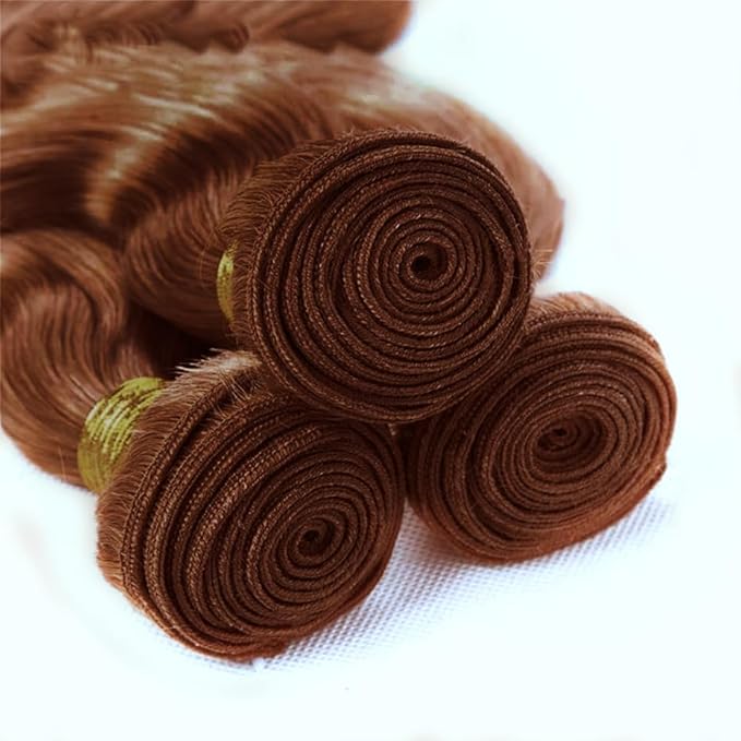 auburn Body Wave Bundles reddish brown Bundle human hair Color 33 Human Hair Bundles 16 18 20 Inch Unprocessed Brazilian Remy Hair Extensions Silky Soft 3Pcs/Set