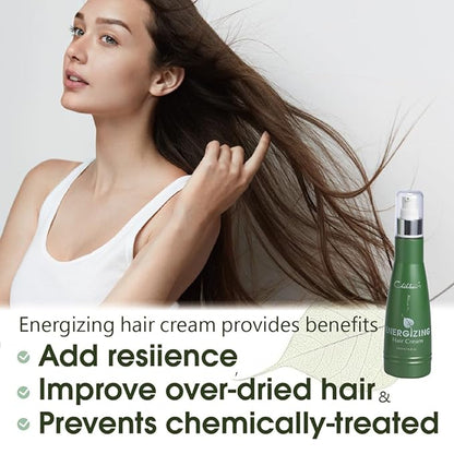 Chihtsai Energizing Hair Cream (6.8oz/200ml) - Instant Leave-in Cream. Moisturize, smooth, promotes shine and bounce to hair. Protecting it from UV rays, heat and wind