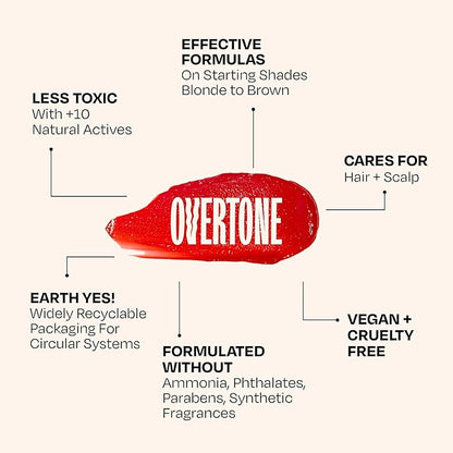 Overtone Color Depositing Semi-Permanent Hair Dye Conditioner - 8 oz For Natural & Color-Treated Hair, Moisturizing Shea Butter & Coconut Oil - Vegan & Cruelty-Free, Extreme Red