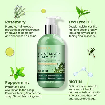 Rosemary Shampoo for Hair Growth: Thickening & Regrowth Formula for Women & Men - Rosemary Mint Strengthening Shampoo with Tea Tree Oil Biotin for Thinning & Loss Hair & Dry Damaged Care