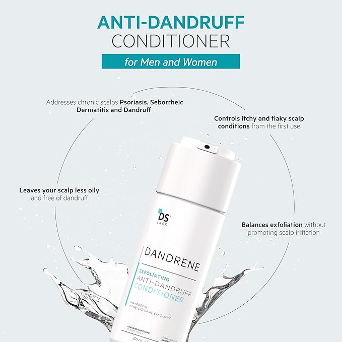 DS Labs Dandrene Dandruff Conditioner - for Itchy, Flaky Scalp, Moisturizing Conditioner with Aloe Vera, Supports Scalp Health & Oil Control, For Seborrheic Dermatitis & Psoriasis, 205mL