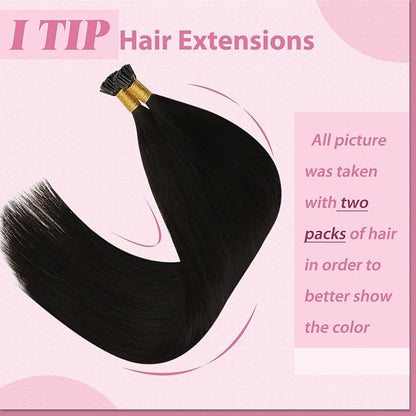 YoungSee Itip Human Hair Extensions Dark Brown I Tip Extensions Brown 14 Inch 80s 50g I Tips Hair Extensions Real Human Hair Dark Brown Short Keratin Hair Extension for Short Hair Tip Extension