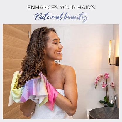 THE PERFECT HAIRCARE Curly Hair Girls Microfiber Plopping Towel Set - Anti-frizz Silky Smooth Hair Drying Wrap for Women - Super Absorbent Large Hair Towel + 2 Scrunching Towels to Micro Plop