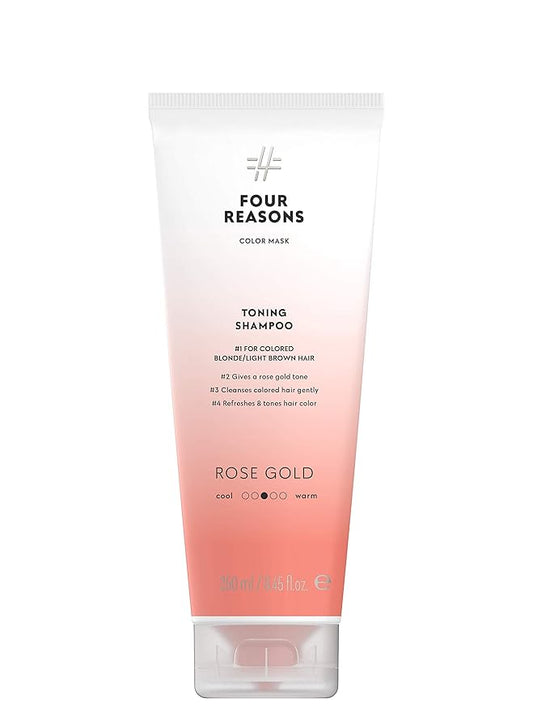 FOUR REASONS Rose Gold Hair Toner and Color Depositing Shampoo - Sulfate Free, Vegan, 8.45 Fl Oz (For Color Treated Hair)