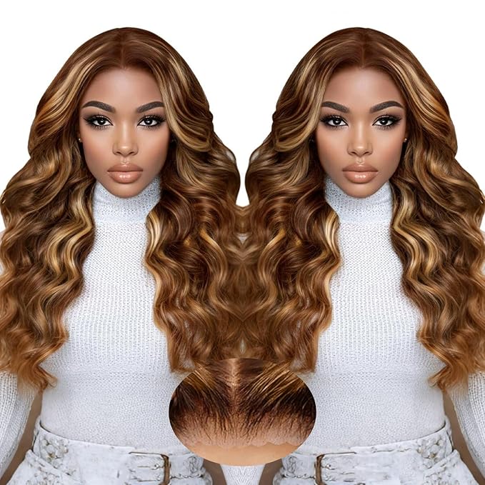 Blonde Glueless Wigs Human Hair Pre Plucked Pre Cut 20 Inch Ombre Lace Front Wig Human Hair 9x6 Loose Body Wave Wig Human Hair 220% Density Glueless Wigs for Black Women