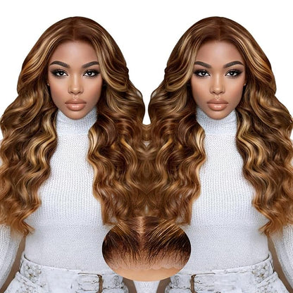 Blonde Glueless Wigs Human Hair Pre Plucked Pre Cut 20 Inch Ombre Lace Front Wig Human Hair 9x6 Loose Body Wave Wig Human Hair 220% Density Glueless Wigs for Black Women