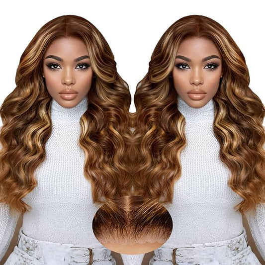Blonde Glueless Wigs Human Hair Pre Plucked Pre Cut 20 Inch Ombre Lace Front Wig Human Hair 9x6 Loose Body Wave Wig Human Hair 220% Density Glueless Wigs for Black Women