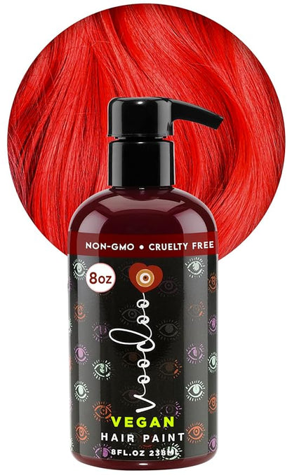 MOEHAIR Semi-Permanent Hair Color | Temporary Red Hair Dye 8 Oz | No Ammonia, Sulfate or Paraben | Intermixable & Vegan | Voodoo Fire Engine Bright Red Hair Color | Drip-Free Formula | Easy to Use