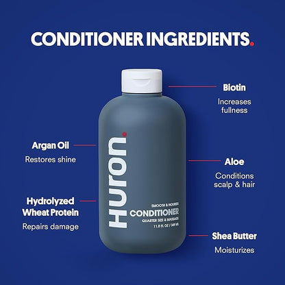Huron Shower Kit - Shampoo, Conditioner, & Body Wash For Men - Citrus + Eucalyptus Scent - Hydrating & Nourishing Men's Shampoo & Conditioner