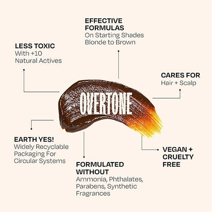 Overtone Color Depositing Semi-Permanent Hair Dye Conditioner - 8 oz For Natural & Color-Treated Hair, Moisturizing Shea Butter & Coconut Oil - Vegan & Cruelty-Free, Chocolate Brown