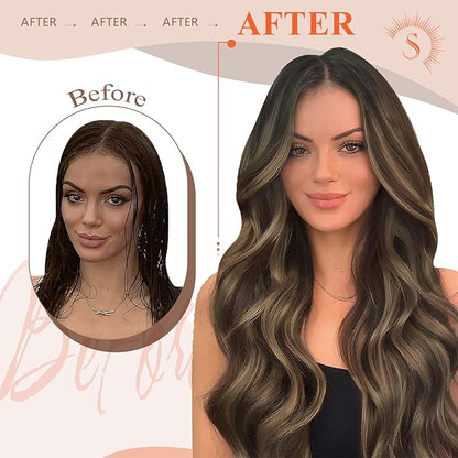 Sunny Hair U Tip Hair Extensions Human Hair 16inch Ktip Human Hair Extensions Dark Brown Balayage Blonde Utip Hair Extensions Human Hair for Party 50g