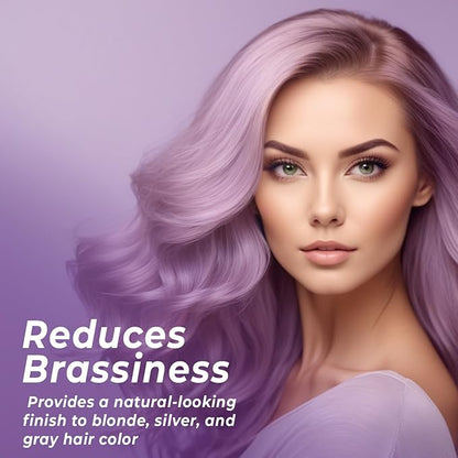 Purple Shampoo for Blondes, Gray, Brassy & Color Treated Hair, Sulfate Free, Enriched with Green Tea & Chamomile & Avocado Oil - Nourishing & Hydrating Blonde Shampoo - 16 fl oz